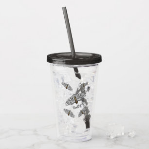 Giant leopard moth cartoon illustration acrylic tumbler