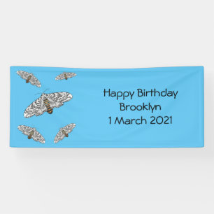 Giant leopard moth cartoon illustration banner