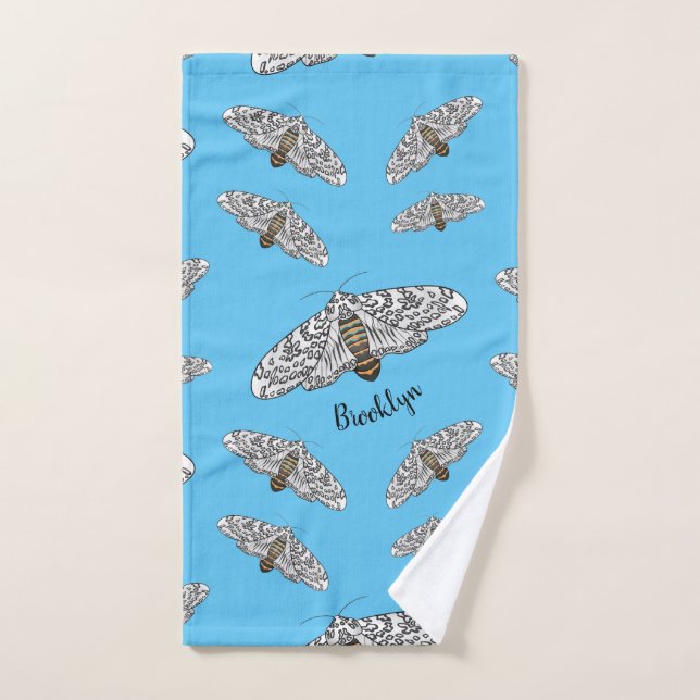 Giant leopard moth cartoon illustration  bath towel set (Hand Towel)