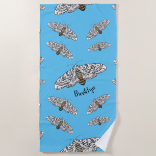 Giant leopard moth cartoon illustration beach towel