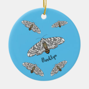 Giant leopard moth cartoon illustration ceramic tree decoration