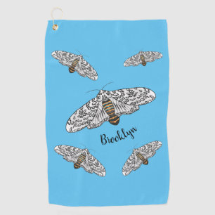 Giant leopard moth cartoon illustration golf towel