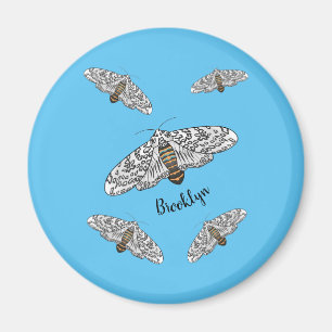 Giant leopard moth cartoon illustration magnet