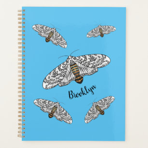 Giant leopard moth cartoon illustration  planner
