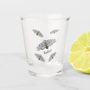 Giant leopard moth cartoon illustration  shot glass