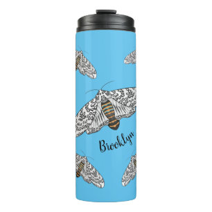 Giant leopard moth cartoon illustration  thermal tumbler