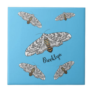 Giant leopard moth cartoon illustration tile