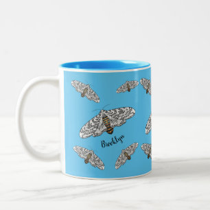 Giant leopard moth cartoon illustration  Two-Tone coffee mug