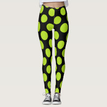 Giant Lime Green Polkadots on Black Leggings