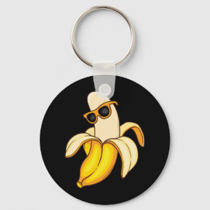 Giant Long Yellow Banana Wearing Summer Sunglasses Key Ring