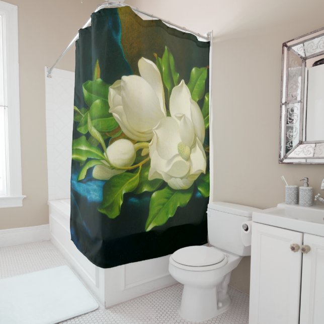 Giant Magnolias Martin Johnson Heade Fine Art Shower Curtain (In Situ)