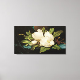 Giant Magnolias on a Blue Velvet Cloth by MJ Heade Canvas Print