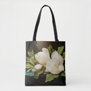 Giant Magnolias on a Blue Velvet Cloth by MJ Heade Tote Bag