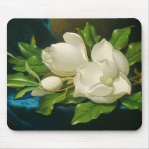 Giant Magnolias on a Blue Velvet Cloth Mouse Mat