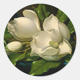 Giant Magnolias on a Blue Velvet Cloth Stickers