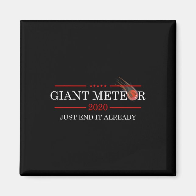 Giant Meteor 2020 Just End It Already Funny Resist Magnet (Front)