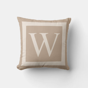 Giant Monogram on Beige Background Cushion