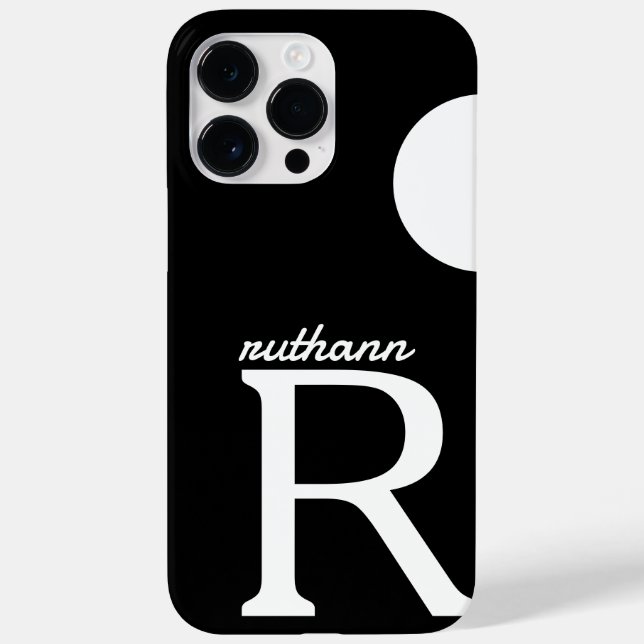 Giant Monogram Simple Black and White Case-Mate iPhone Case (Back)