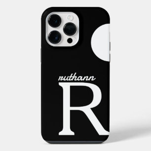 Giant Monogram Simple Black and White iPhone 14 Pro Max Case