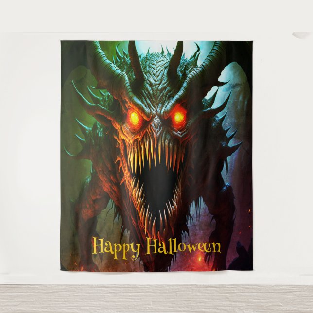 Giant Monster Halloween Backdrop Tapestry (Front)