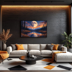Giant Moon: Night Reflections Canvas Print