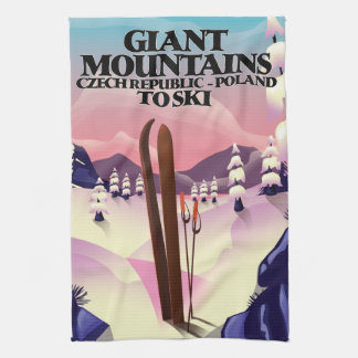 Giant Mountains Poland travel poster. Tea Towel