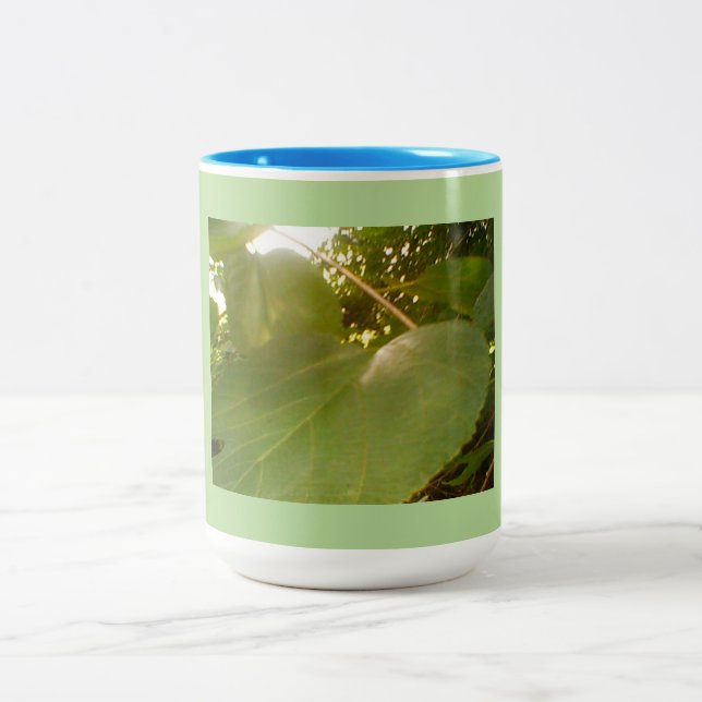 Giant Mulberry Leaves Two-Tone Coffee Mug (Center)