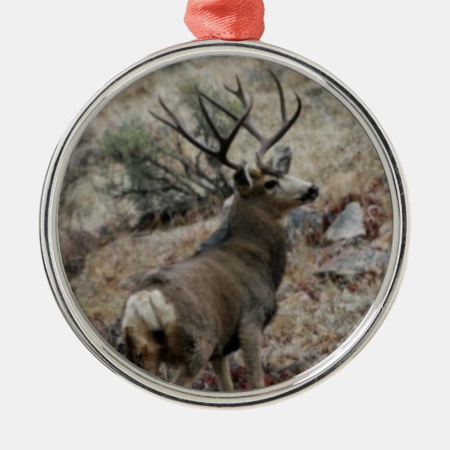 Giant mule deer buck metal tree decoration (Front)