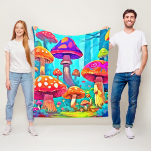 Giant Mushroom Cartoon Art Fleece Blanket