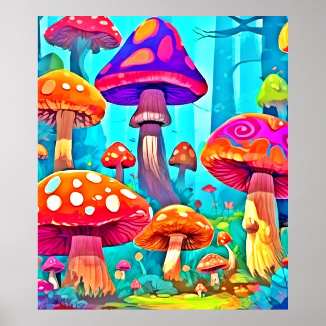 Giant Mushroom Cartoon Art Poster (Front)
