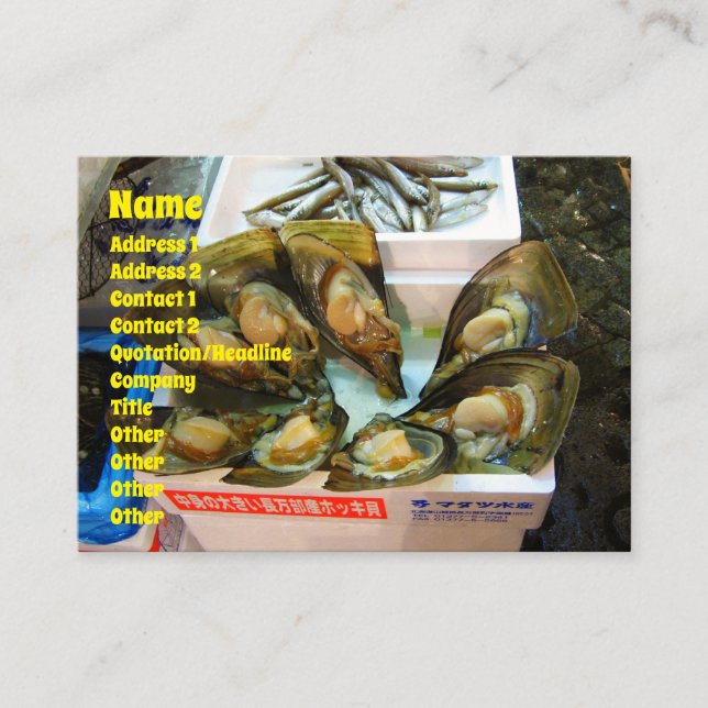Giant Mussels Tsukiji Fish Market, Tokyo, Japan Business Card (Front)