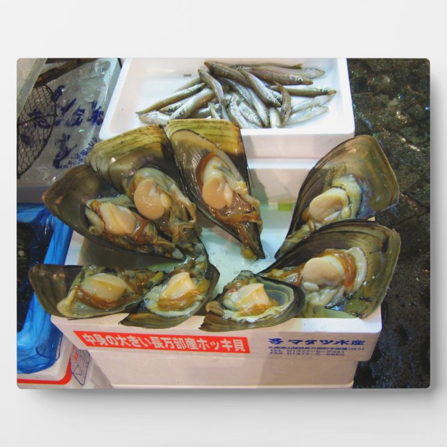 Giant Mussels Tsukiji Fish Market, Tokyo, Japan Plaque (Front)