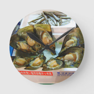 Giant Mussels Tsukiji Fish Market, Tokyo, Japan Round Clock