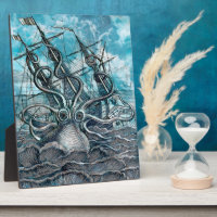 Giant Octopus Blue Sea Monster Sailboat