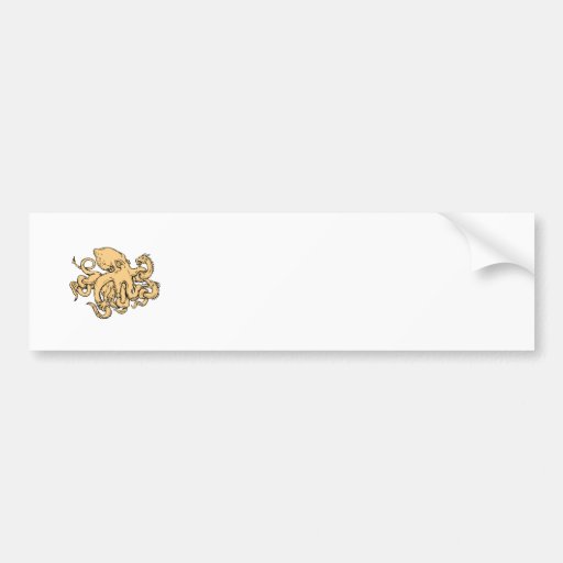 Image of Giant Octopus Fighting Hydra Drawing Bumper Sticker