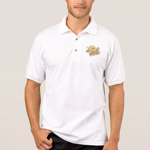 Image of Giant Octopus Fighting Hydra Drawing Polo Shirt