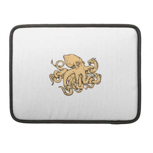 Image of Giant Octopus Fighting Hydra Drawing Sleeve For Macbook Pro