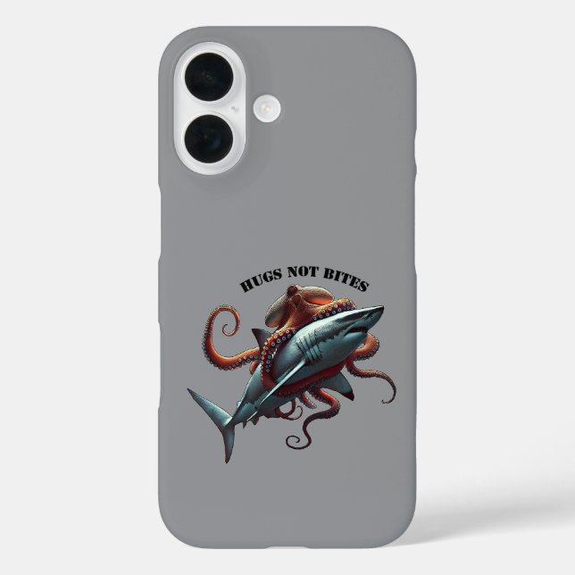 Giant Octopus Hugging a Huge Great White Shark URM Case-Mate iPhone Case (Back)
