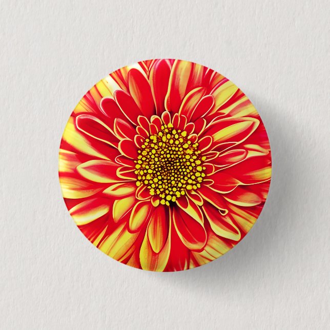 Giant Orange and Golden Yellow Aster Flower  3 Cm Round Badge (Front)