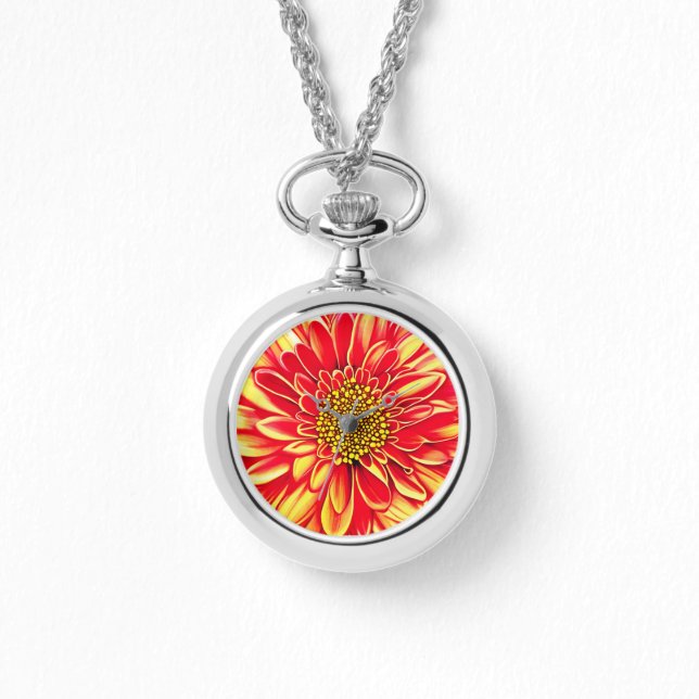 Giant Orange and Golden Yellow Aster Flower  Watch (Front)