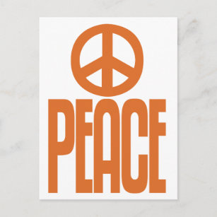Giant Orange Peace Sign Text, Loudmouth Postcard