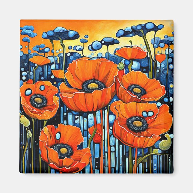 Giant Orange Poppies 2 Magnet (Front)