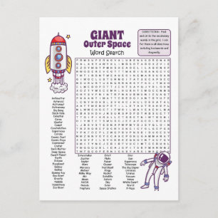 Giant Outer Space Word Search Postcard