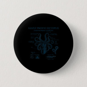 Giant pacific octopus anatomy ocean sea biology 6 cm round badge