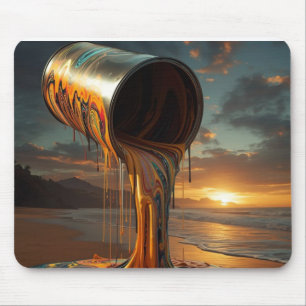 Giant Paincan Pours Paint Onto Sunset Beach Mouse Mat