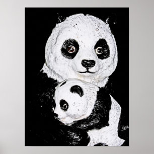 Giant Panda and Cub, Style 2 Poster