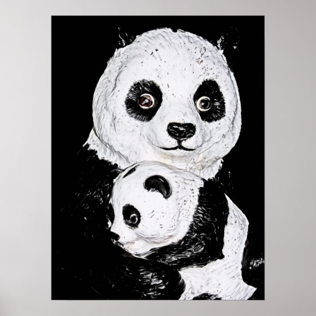 Giant Panda and Cub, Style 2 Poster (Front)