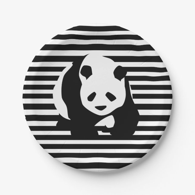 Giant Panda and Stripes Paper Plate (Front)