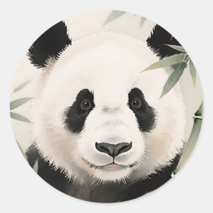 Giant Panda Bamboo Portrait Classic Round Sticker