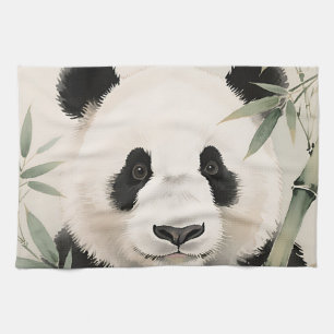 Giant Panda Bamboo Portrait Tea Towel